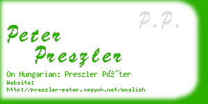 peter preszler business card